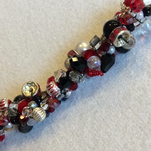 FINAL SALE PRICE CL Designs Embellished Red/Black/White Necklace - Picture 2 of 6